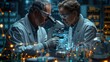 © frank29052515 - Hyper-Realistic Biochemist in DNA Research Lab with High-Tech Microscope and Molecular Models - Ultrarealistic Digital Illustration in 8K Resolution