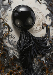 Wall Mural - Black cartoon ghost