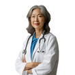 © Carmen - Portrait of older Asian female doctor, png transparent background