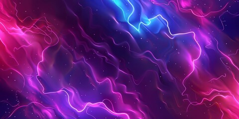 A stunning blend of neon light streaks in purple and blue hues creating an energetic abstract background.