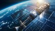© Thanyarat - Solar panels meticulously installed on the exterior of a futuristic space station, harnessing the power of the sun to generate electricity in the vastness of outer space
