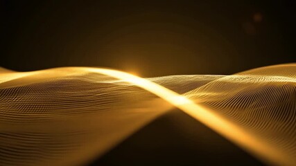 Leinwandbilder - A golden wave pattern with a glowing highlight on a black background.