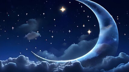 Wall Mural - moon and stars animation video