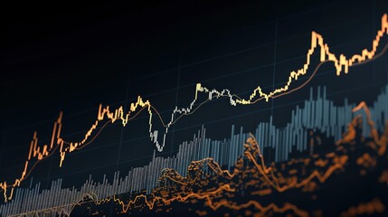 Wall Mural - Elegant stock chart with a smooth upward trend, indicating steady stock price increase.