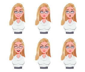 Sticker - Face expressions of businesswoman