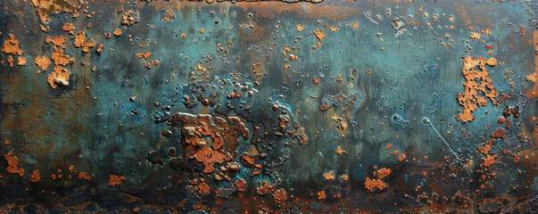 An old metal surface with a rich patina and intricate corrosion patterns, evoking a sense of history.