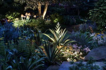 Wall Mural - a visual of ferraria crispa integrated into a botanical garden setting, emphasizing the plant's role