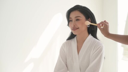 Poster - Beautiful bride doing makeup and hairstyle on ceremony wedding day