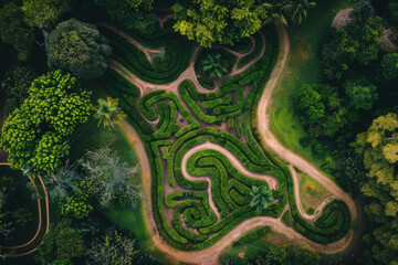 Wall Mural - the focus should be on the maze's design and the beauty of its natural setting, with the pathways cl