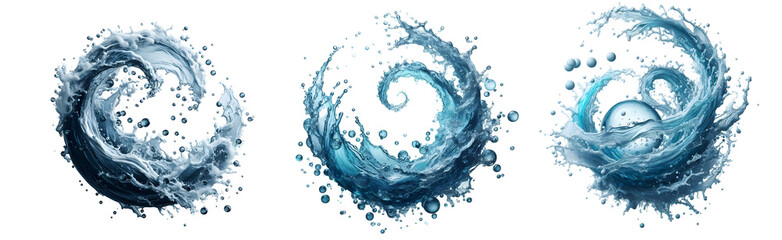 Rolling waves water splash isolated png