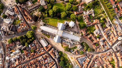 Canvas Print - Aerial view directly above York Minster and city centre