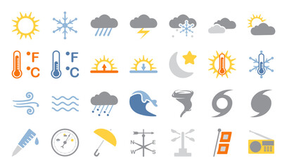 a set of weather themed icons