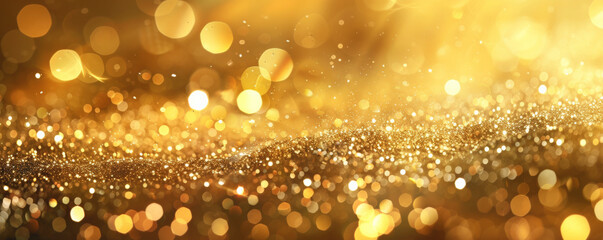 A glittering gold background with fine particles of gold dust, creating a sparkling and festive atmosphere.