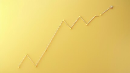 Wall Mural - Minimal line graph on light yellow background, steady upward trend, market growth indication, simple design