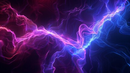 Wall Mural - Abstract energy lines in blue and pink swirl on a dark background, creating a vibrant visual experience