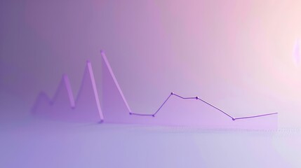 Minimalistic line graph on light lavender background, upward trend, market growth illustration, clean simplicity