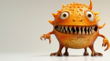 Expressive and emotional Cute 3D cartoon monster. This character may be related to animation, children's media, or character design