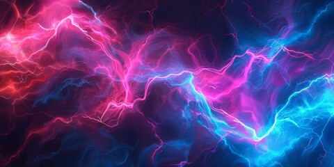 Wall Mural - vivid abstract design with neon energy in pink and blue, creating dynamic cyber technology atmospher