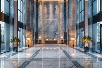 Canvas Print - Conference Lobby. Luxury Interior Design with Marble Floor and Modern Architecture