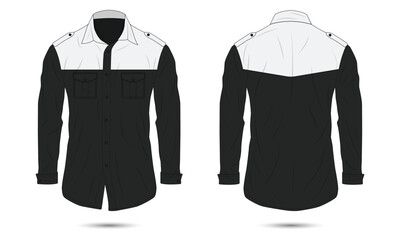 Canvas Print - Mockup of long-sleeve button-down office shirt front and back view