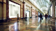 © Kevin - empty poster mockup in the large mall, white empty poster for copyspace, modern background,