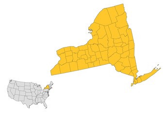 Sticker - New York County Map. USA