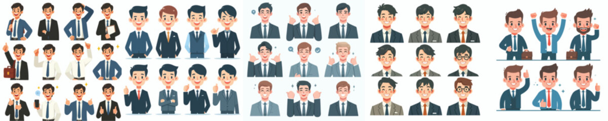 Canvas Print - businessman avatar vector set