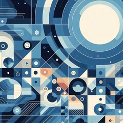 Modern art style geometric background. AI generated illustration