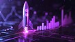 © Nature Lover - Purple illuminated graph and rocket on a dark backdrop for a business growth theme,