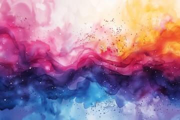 Wall Mural - Abstract rainbow watercolor background with splashes, illustration