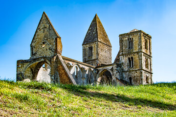 The ruins of the medieval Premontre monastery church in Zsambek