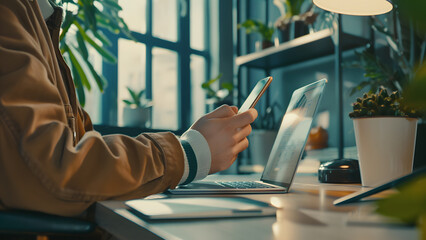 realistic high-resolution photo of office, with detailed background