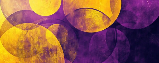 Aufkleber - Abstract image with overlapping yellow and purple circles on textured background