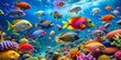 © BrilliantPixels - Underwater Paradise Vibrant Coral Reef with Colorful Fish, Digital Painting, Diverse Marine Life, Tropical Ocean, coral reef, tropical fish, underwater scene
