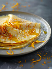 Elegant and Fluffy Crepes Suzette with Orange Sauce - French Dessert Classic with a Citrusy Twist