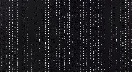 Wall Mural - White Binary Code Text Displayed on a Black Background, Illustrating Digital Data and Computer Programming