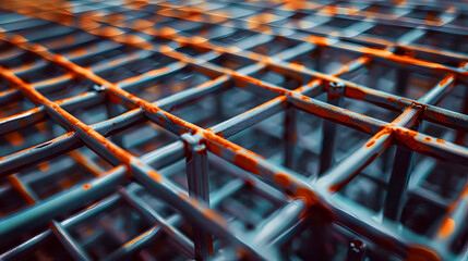 Wall Mural - Close up of a steel grid in abstract