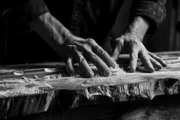 Rough hands shaping smooth wood symbolizing the transformation of raw materials into beauty