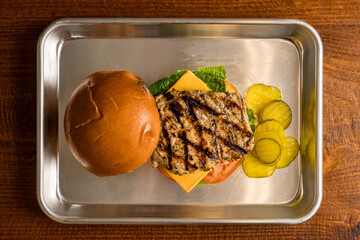 Wall Mural - Grilled chicken sandwich with cheese