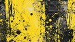 © suyu - Urban street art graffiti poster with grunge and halftone texture in yellow and black. This vintage-style design features a distressed overlay with brush-drawn elements, ink drips, and paint splashes