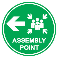 Wall Mural - Assembly Point Arrow Left Symbol Sign, Vector Illustration, Isolated On White Background Label. EPS10