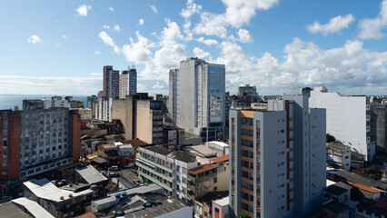 View from the top of buildings and residential houses in the center of the city of Salvador, Bahia.