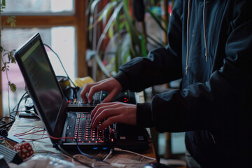 Aufkleber - Working on laptop computer