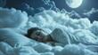 © Lucija - serene sleeper nestled in cloudlike bedding soft moonlight bathes the scene