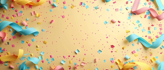 Wall Mural - Light yellow background, confetti patterns.