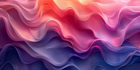 Wall Mural - In this creation, vibrant abstract waves in a soft gradient light merge warm and cool colors harmoniously together