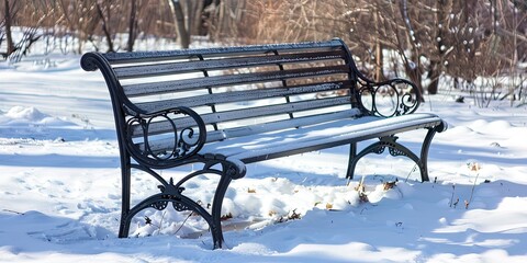 Wall Mural - park bench in the winter season