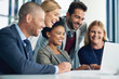 © peopleimages.com - Business people, happy and collaboration with laptop in office, diversity and together for problem solving. Task force, corporate team and online for risk assessment and stakeholder communication.