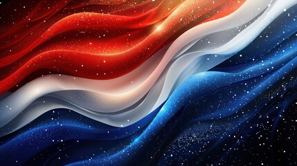 Wall Mural - Colorful Abstract Flag Illustration in Red, Blue, and White 