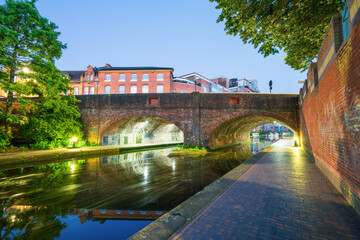 Sticker - Sheepcote street bridge near Birmingham city canal at dawn. England